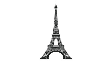 Detailed rendering of the eiffel tower in black and white a striking silhouette © Kuntol02