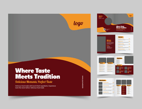 Luxury 8 Page Menu Book Design for Restaurant & Cafe
