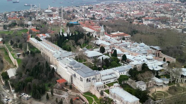 Topkapi Palace and the European part of Istanbul, fly back shot