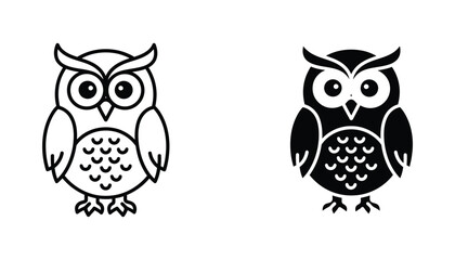 Cute cartoon owl vector illustration in a minimalist style depicting a wise nocturnal bird standing upright © Vector
