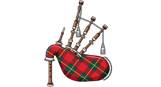 Scottish bagpipes with tartan bag