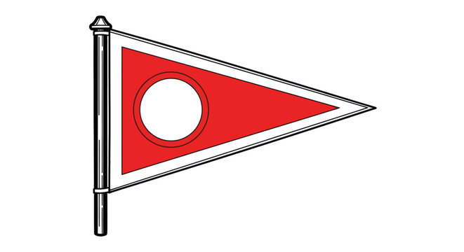 Red flag with white circle symbol.