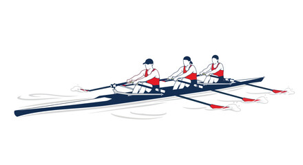 Rowing team in a crew boat competing in a water sports race © Marchell