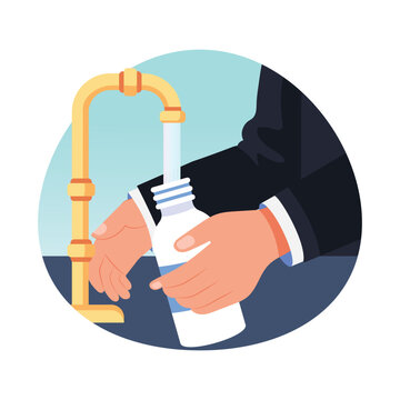 Hand pouring zamzam vector concepts illustration eps file