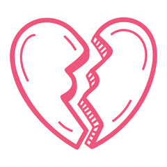 Obraz premium Hand Drawn Broken Heart Illustration Pink Love Symbol with Crack Design
