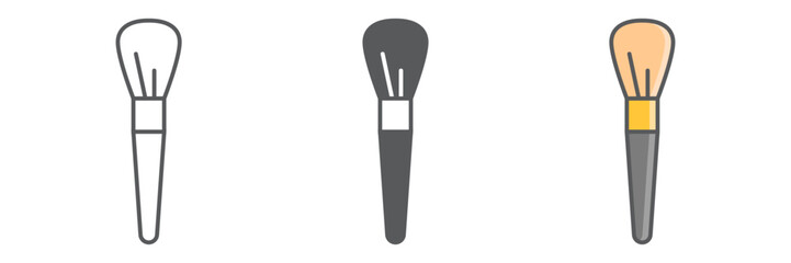 Fototapeta premium Powder brush line icon, accessory and cosmetic, makeup brush sign, vector graphics, a linear pattern on a white background.