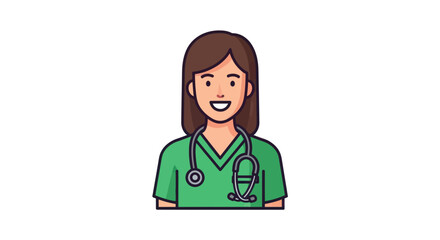Fototapeta premium Illustration of a smiling female doctor with a stethoscope