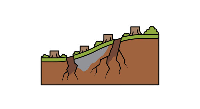Illustration of a landslide caused by ground movement