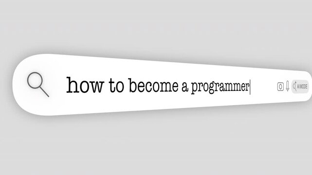 Search Bar Internet browser Animation with typing of the "how to become a programmer" word usefull for 4K video footage
