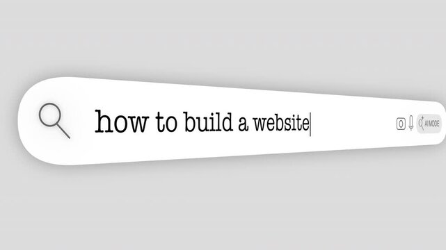 Search Bar Internet browser Animation with typing of the "how to build a website" word usefull for 4K video footage