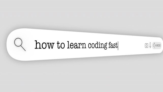 Search Bar Internet browser Animation with typing of the "how to learn coding fast" word usefull for 4K video footage