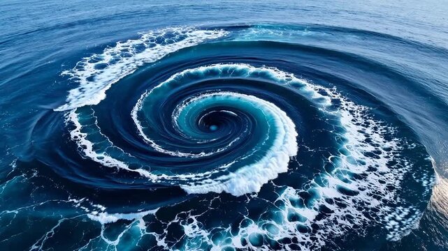 Spiral ocean wave from above