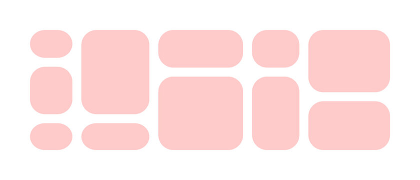 Bento box grid template, Pink geometric frames with rounded corners background collage for photo or scrapbook design