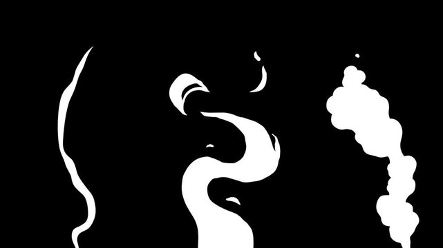 4k video cartoon seamless loop smoke 2D animation collection on alpha channel transparent background