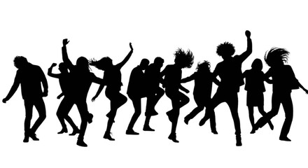 Obraz premium Energetic group of people dancing together in celebration and unity. isolated on transparent background, Vector