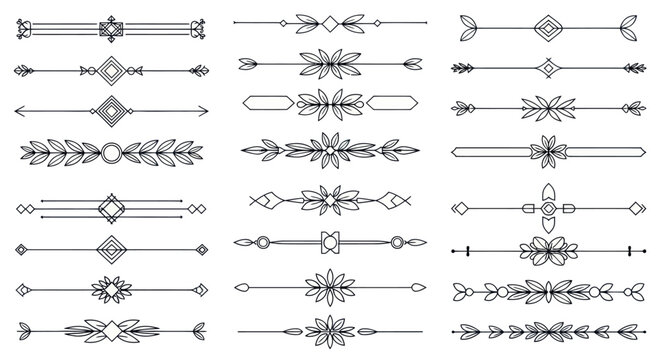 Collection of elegant decorative text dividers and vintage floral ornaments
