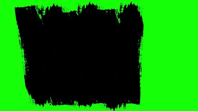 Hand Painted Grunge bleck Brush Swipe Transition with Green background.for Video Reveal Effect