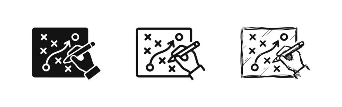 Sports Strategy and Tactics Board Icons - Game Planning Concept Illustrations