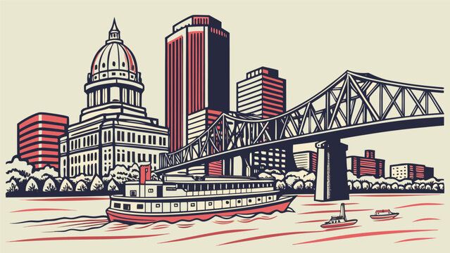 Louisville skyline silhouette illustration