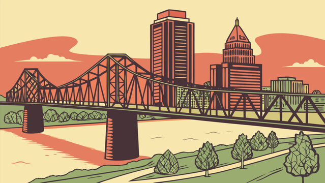 Louisville Kentucky skyline vector silhouette