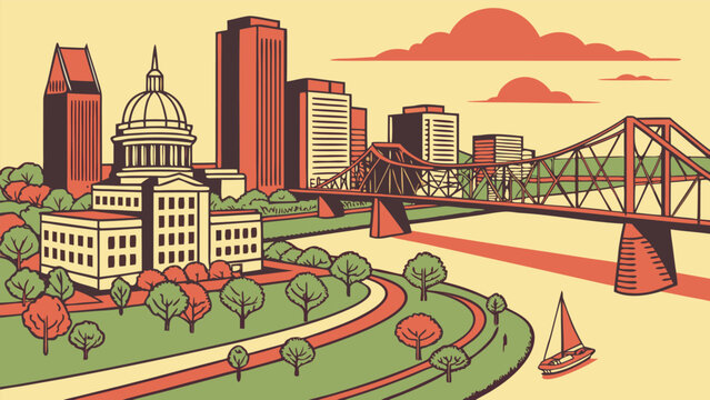 Louisville Kentucky skyline vector graphic
