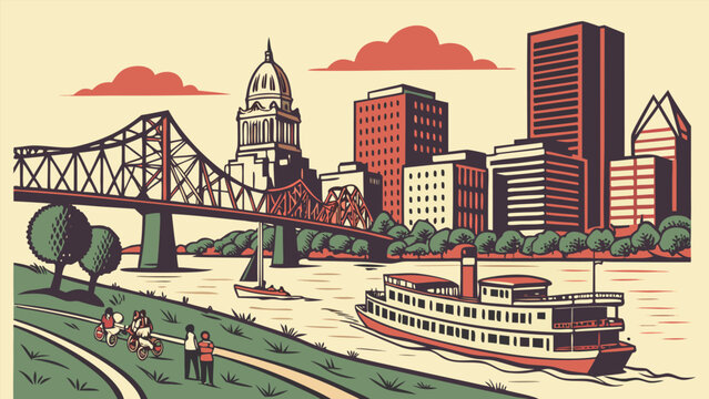 Minimalist Louisville Kentucky skyline poster design. Vector