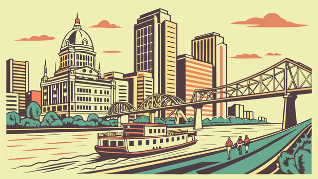 Louisville KY cityscape silhouette vector illustration