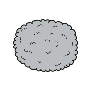 Cartoon Gray Fluffy Dust Bunny or Wool Ball Vector Illustration