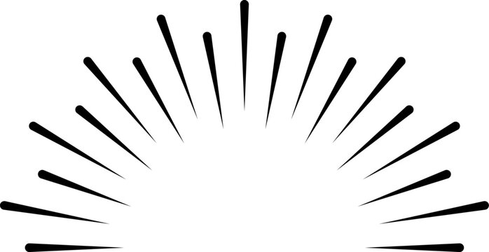 Black radial vector lines forming a sunburst pattern, creating an explosive graphic element and vintage comic style background