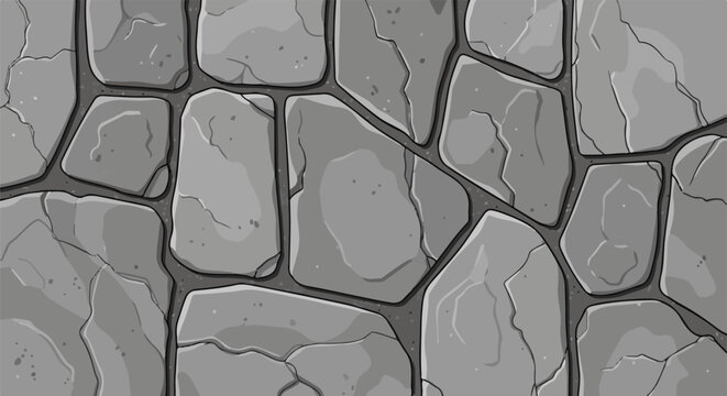 Grayscale pixel art rendering of a cobbled stone wall with visible grout lines and texture