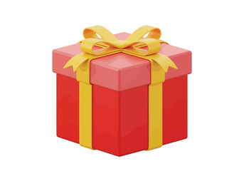 Fototapeta premium Red gift box with yellow ribbon
