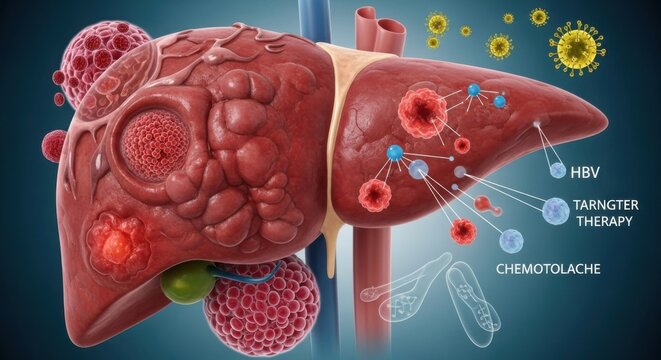 Liver anatomy with hepatitis virus infection