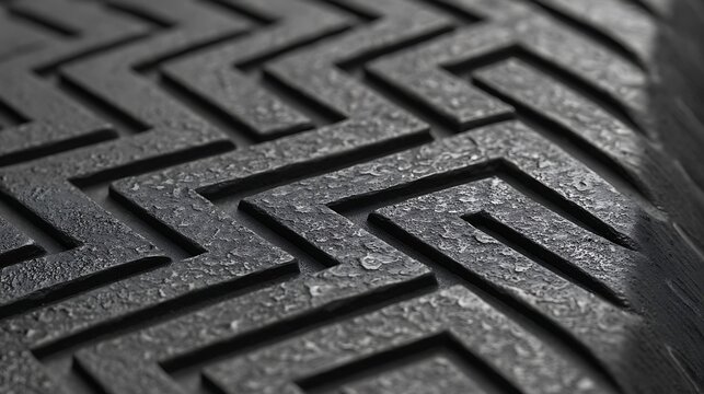 Close-up of tire tread pattern.