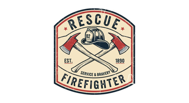 Firefighter rescue emblem with crossed axes.