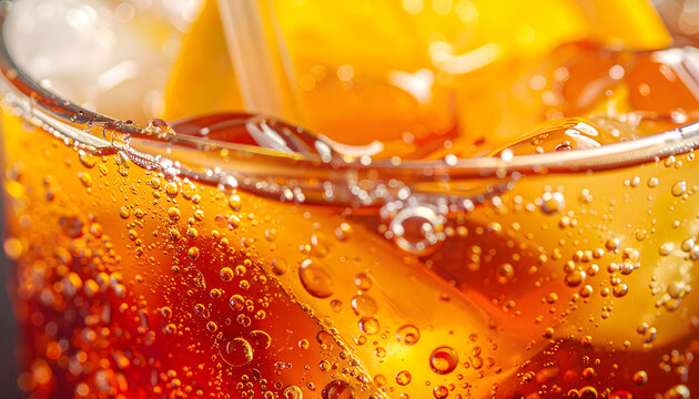 Unhealthy Food, Iced sugary beverage with straw close up macro sweet refreshment unhealthy drink concept