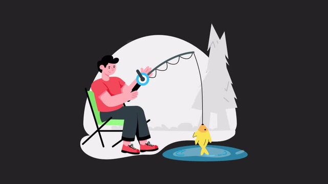 Man Fishing Animation Alpha Channel	