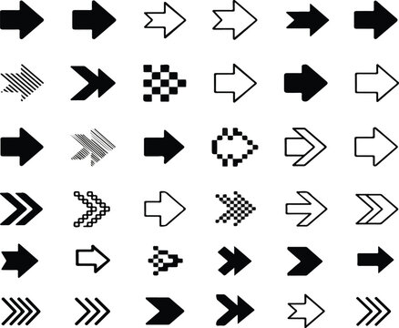 Arrow icon set, arrow cursor collection, different arrow signs, black arrows icons.eps