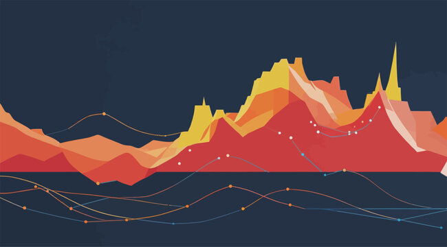 Abstract Mountainous Landscape with Data Visualization