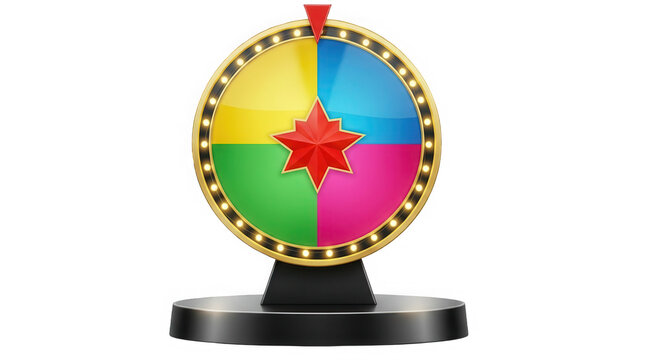 A colorful wheel with a star in the center isolated on transparent background