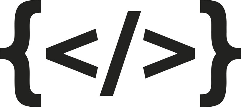 Closeup of code bracket symbols.