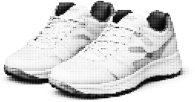 Halftone vector of dotted sneakers with retro grunge style