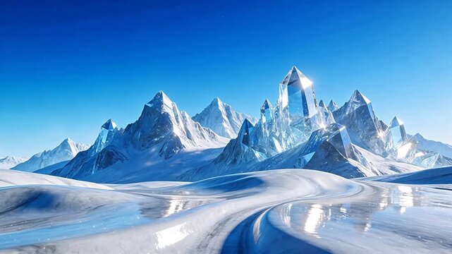 Snowy mountain peaks under blue sky