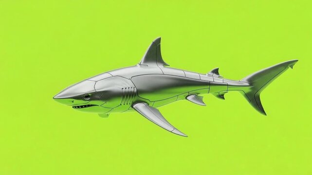 Cyborg Shark Swims Past Green Screen for Visual Effects