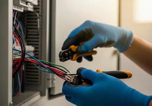 This is an image showing a pair of hands holding pliers