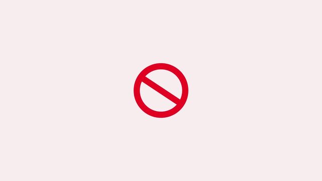 Red Prohibition Sign Animation Pack, No Entry Symbol, Cancel X Icon, Stop Warning Graphic on Black Background.