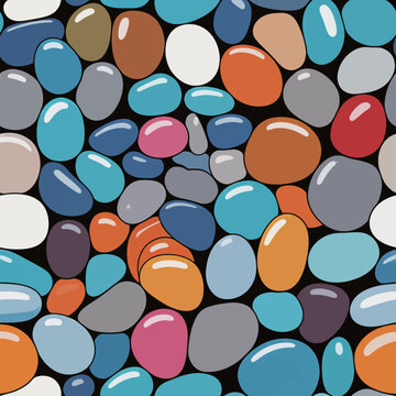 Colorful Pebble Stones Seamless Pattern Background