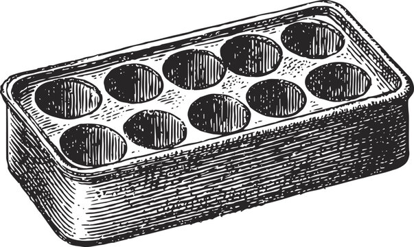 Wooden mancala board game with carved pits vintage illustration