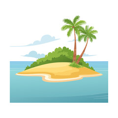 Obraz premium tropical island with green palm trees in the ocean representing peaceful vacation and summer getaway for your travel design project concepts today