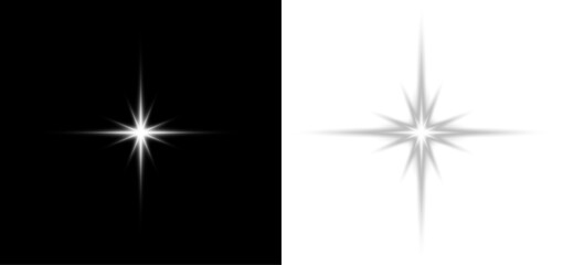 White glowing star sparkle light shining magical flare burst radiant beam abstract background vector illustration design isolated. © LIUBOV