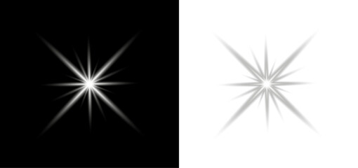 White shining star glow sparkle light radiant burst flare magic abstract background. © LIUBOV